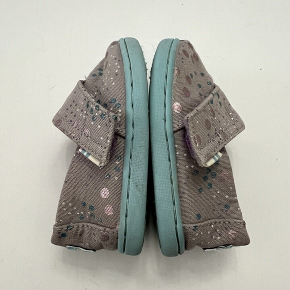 Toms Tiny Alpargata Slip-on Classics Gray Metallic Dot Canvas Toddler Kid T4 - Picture 11 of 12